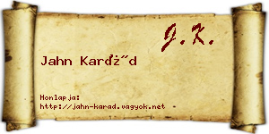 Jahn Karád névjegykártya